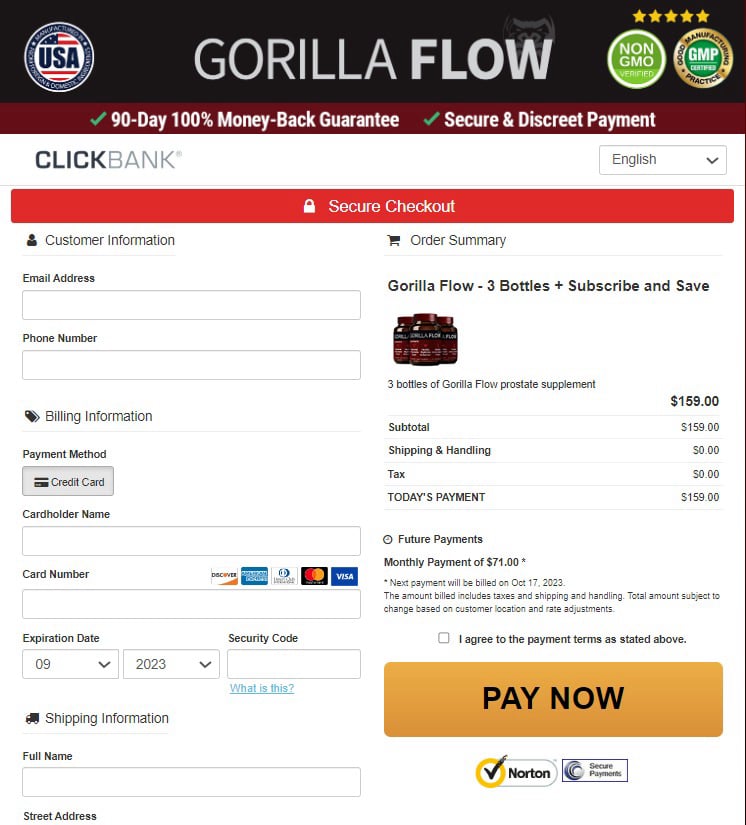 Gorilla Flow Order Page